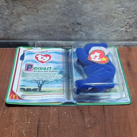 Peanut The Royal Blue Elephant Ty Teenie Beanie Baby Legend McDonalds Plush 1995 - Picture 5 of 9
